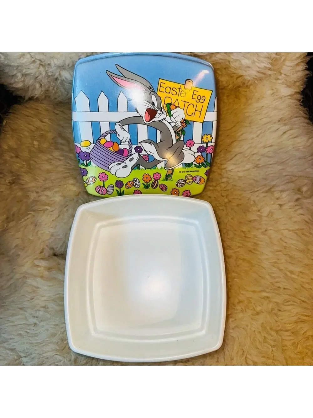 Vintage 1995 Warner Bros Bug Bunny Easter Theme Plastic Storage Boxes Set Of 2